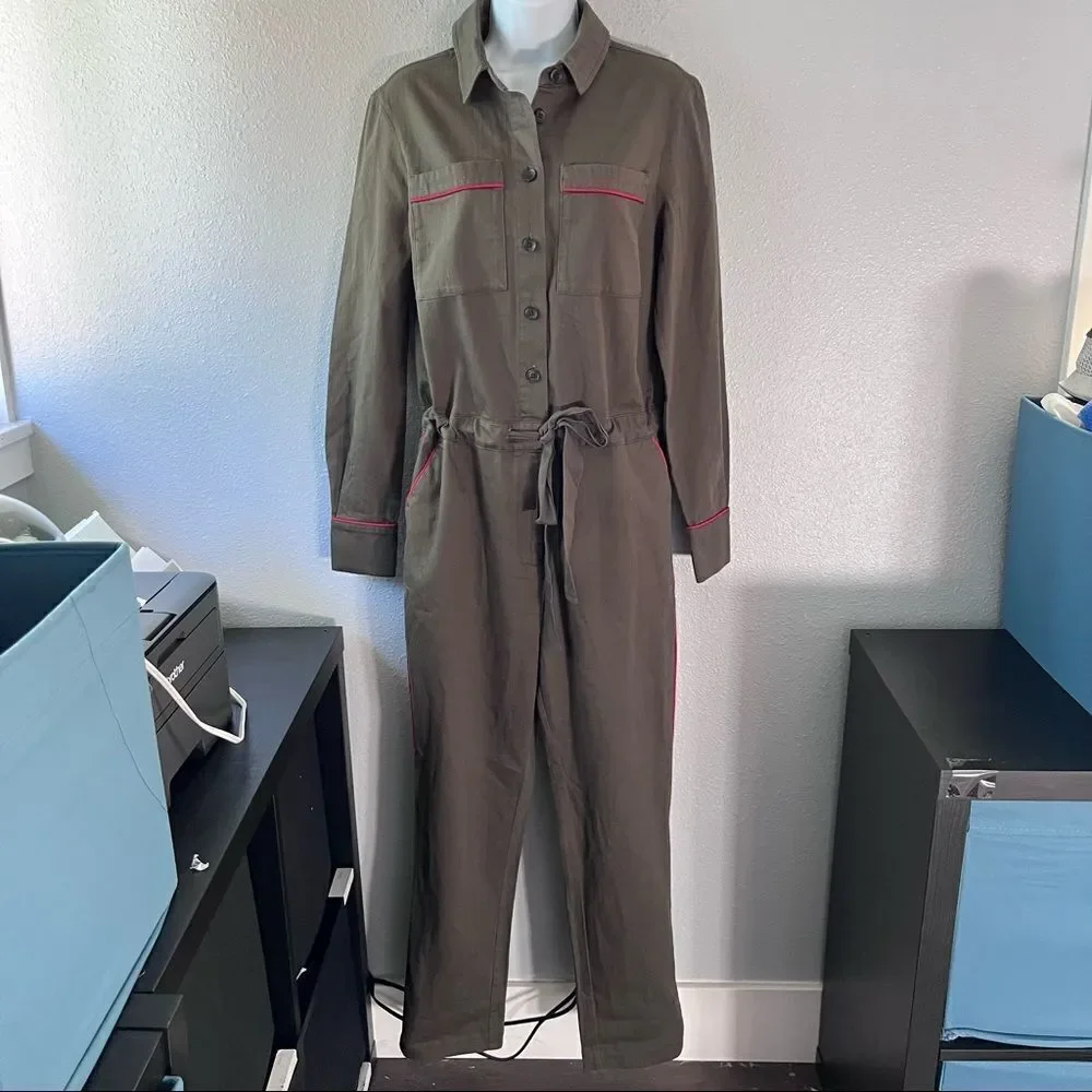 Boden Olive Denim Jumpsuit